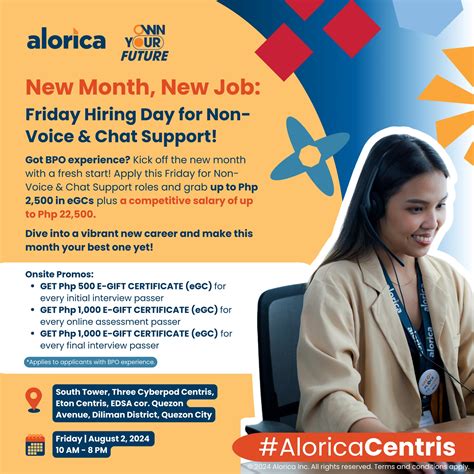 Hiring Alorica, Centris Jobs in Quezon City .